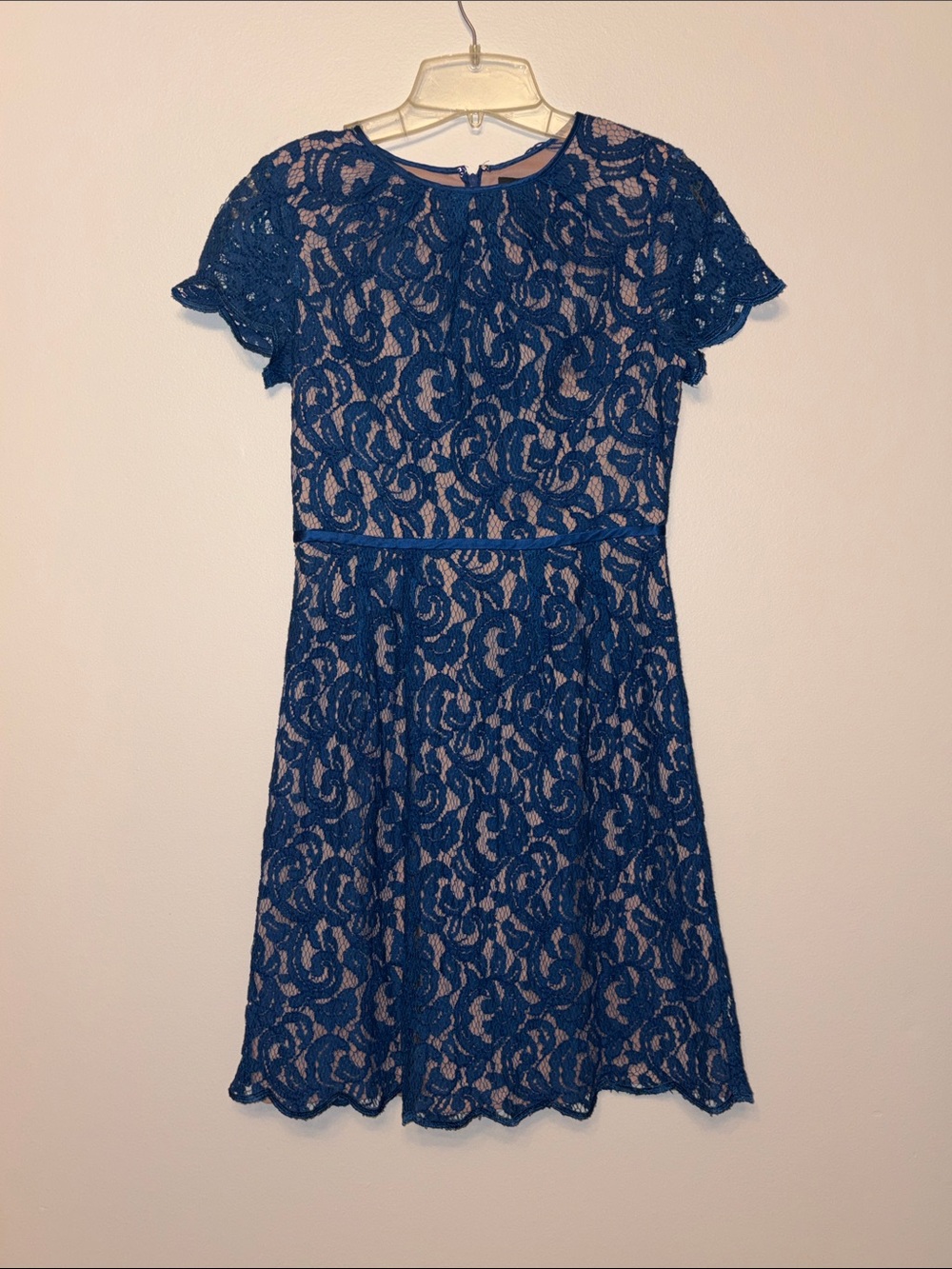Adrianna Papell Navy Lace Fit-and-Flare Dress. Size 4
